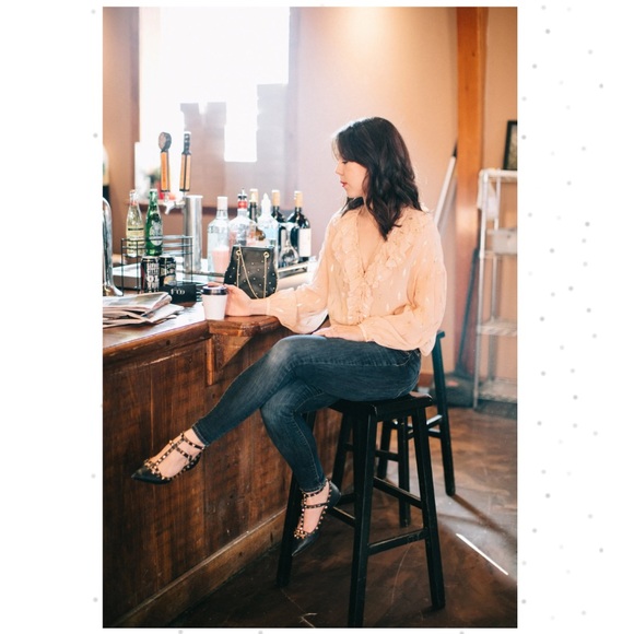 Sezane Izaac Shirt in Rosy Beige Lurex, Size 38/US 6 - Picture 5 of 13